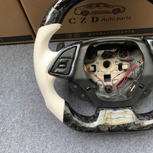CZD auto parts carbon fiber steering wheel for Chevrolet 6th gen Camaro 2016-2020 with gloss blue flakes forge carbon fiber