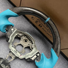 Load image into Gallery viewer, CZD autoparts for  Infiniti FX FX35 FX37 FX50 2009-2017 carbon fiber steering wheel with tiffany blue perforated leather side