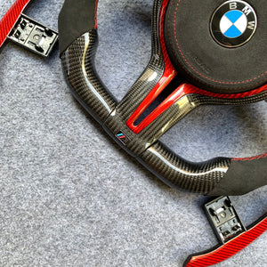 CZD Autoparts for BMW M5 F10 M6 F12 F13 carbon fiber steering wheel Black Alcantara with red stitching