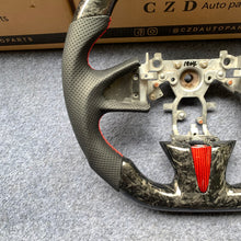 Load image into Gallery viewer, czd auto parts carbon fiber steering wheel for Infiniti Q50 with red stitch and forged carbon fiber