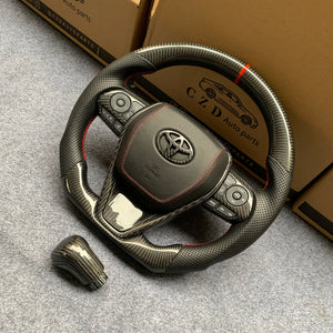CZD Autoparts for Toyota Avalon 2019-2022 carbon fiber steering wheel black smooth learher airbag cover