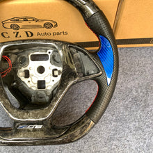 Load image into Gallery viewer, CZD autoparts for Chevrolet Corvette C7 2014-2019 carbon fiber steering wheel with gloss blue thumb grips