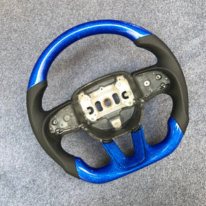czd auto parts carbon fiber steering wheel for Dodge (SRT) Challenger 2015-2021 with blue carbon fiber