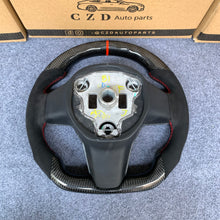Load image into Gallery viewer, CZD Tesla Model 3 2017/2018/2019/2020 carbon fiber steering wheel with alcantara