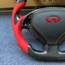 Load image into Gallery viewer, CZD auto parts for Infiniti EX35/ EX37/ G25/ G35/ G37/ G37X/ Q40/ Q60/ QX50 2007-2018 carbon fiber steering wheel with red stripe line