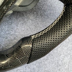 CZD Autoparts for Ford  Edge SE ST AWD/ Fusion/ Mondeo MK5/ Galaxy/ S-Max 2013-2020 carbon fiber steering wheel with white stripe line