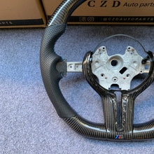 Load image into Gallery viewer, CZD auto parts for  BMW M2 F87 M3 F80 M4 F82 F83 M5 F10 M6 F06 F12 F13 X5 M F85 X6 M F86 carbon fiber steering wheel with  white blue stitching