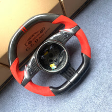 Load image into Gallery viewer, CZD auto parts for All Cayman models - 2013-2016 carbon fiber steering wheel with red alcantara leather side