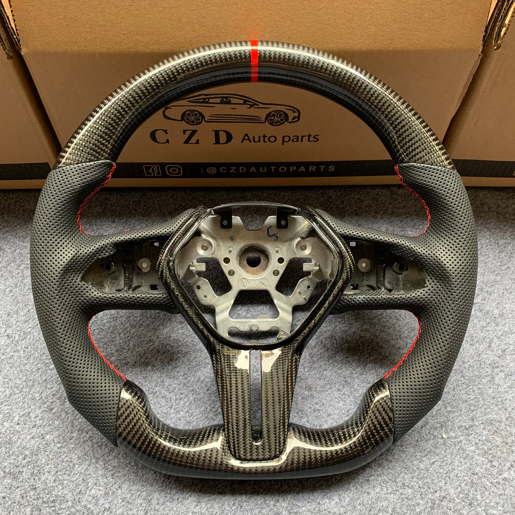 czd auto parts carbon fiber steering wheel for Infiniti Q60 with red stripe and stitch