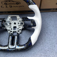 Load image into Gallery viewer, 2018-2023 Ford Mustang carbon fiber steering wheel from czd  with blue stitching
