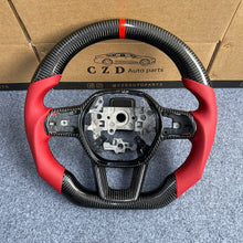 Load image into Gallery viewer, CZD auto parts for Honda 11th gen Civic XI 2021-2022 carbon fiber steering wheel with red perforated leather side