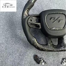Load image into Gallery viewer, CZD auto parts for Dodge (SRT) Challenger 2015-2021 carbon fiber steering wheel with RT embrodery airbag cover