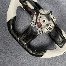 Load image into Gallery viewer, czd auto parts carbon fiber steering wheel for Ford Mustang 2018-2023 with white perforated leather