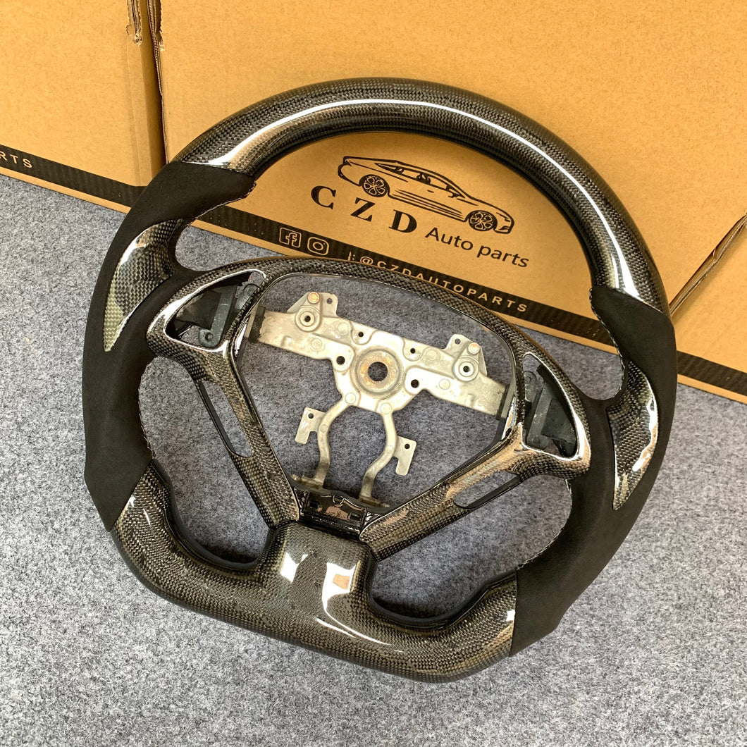 CZD autoparts for Infiniti G25 G35 G37 G37X 2007-2015 carbon fiber steering wheel with alcantara leather side