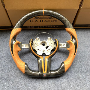 CZD Autoparts For BMW X5M X4 carbon fiber steering wheel inner trim in gloss yellow