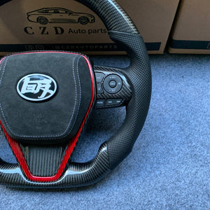 CZD Autoparts for Toyota Avalon 2018-2022 carbon fiber steering wheel black alcantara with airbag cover
