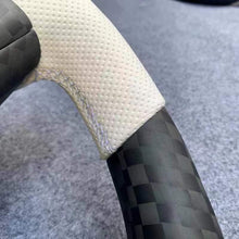 Load image into Gallery viewer, CZD auto parts for Tesla Model Y 2020-2021 carbon fiber steering wheel with white perforated leather side