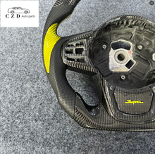 Load image into Gallery viewer, CZD auto parts for TOYOTA SUPRA A90 A91 MK5 2020-2021 carbon fiber steering wheel with yellow thumb grips