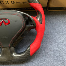 Load image into Gallery viewer, CZD auto parts for Infiniti EX35/ EX37/ G25/ G35/ G37/ G37X/ Q40/ Q60/ QX50 2007-2018 carbon fiber steering wheel with red stripe line