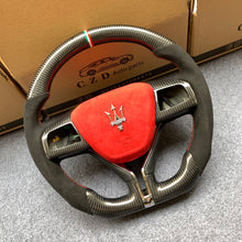 Load image into Gallery viewer, CZD auto parts carbon fiber steering wheel for Maserati Ghibli M157 2014-2019 with red airbag cover