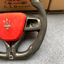 Load image into Gallery viewer, CZD auto parts carbon fiber steering wheel for Maserati Ghibli M157 2014-2019 with red airbag cover