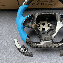 Load image into Gallery viewer, CZD autoparts for Chevrolet Corvette C7 2014-2019 carbon fiber steering wheel with blue perforated leather side
