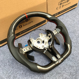 CZD Autoparts For BMW f series M1 M2 M3 M4 carbon fiber steering wheel gloss black carbon fiber paddle shifters with red +/- signs