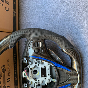 czd auto parts carbon fiber steering wheel for Acura TLX 2015-2021 with blue stripe and trim