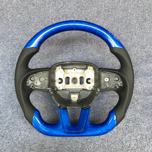czd auto parts carbon fiber steering wheel for Dodge (SRT) Challenger 2015-2021 with blue carbon fiber