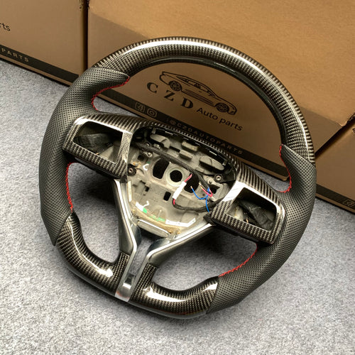 CZD auto parts carbon fiber steering wheel for Maserati Quattroporte GTS 2013-2019 with black perforated leather