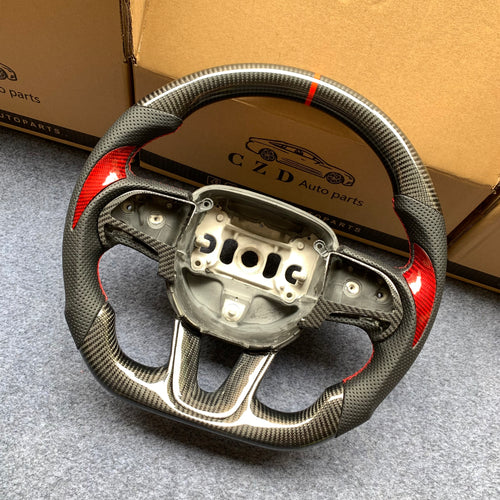 CZD Autoparts for Dodge Charger 2015-2021 carbon fiber steering wheel 6mm stripe line at top