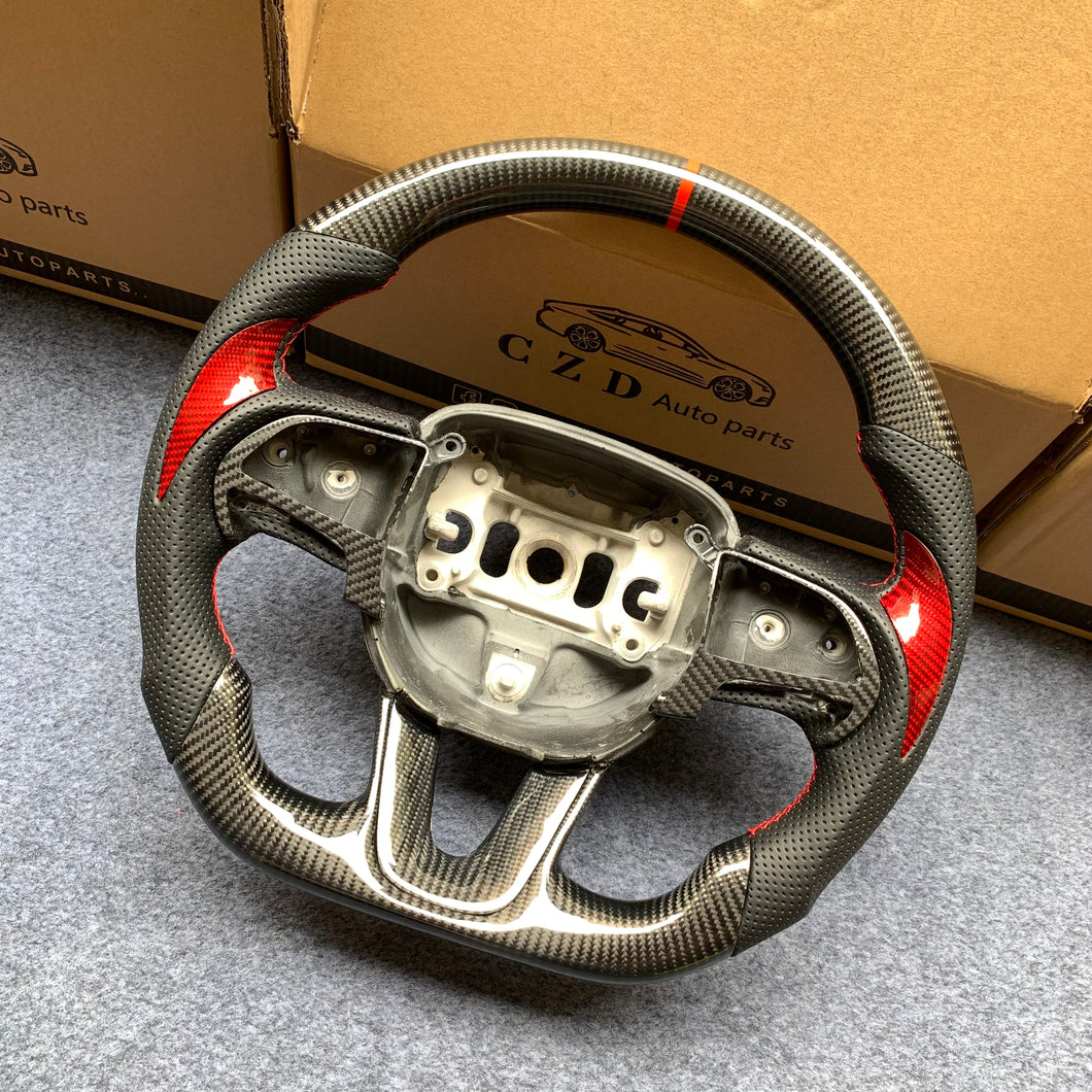 CZD Autoparts for Dodge Charger 2015-2021 carbon fiber steering wheel 6mm stripe line at top