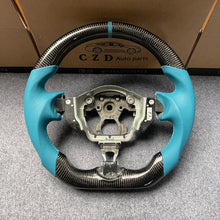 Load image into Gallery viewer, CZD autoparts for  Infiniti FX FX35 FX37 FX50 2009-2017 carbon fiber steering wheel with tiffany blue perforated leather side
