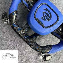 Load image into Gallery viewer, CZD auto parts for Dodge Charger 2015-2021 carbon fiber steering wheel with forged carbon blue flakes