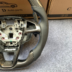 CZD Autoparts for Ford  Edge SE ST AWD/ Fusion/ Mondeo MK5/ Galaxy/ S-Max 2013-2020 carbon fiber steering wheel with blue stitching