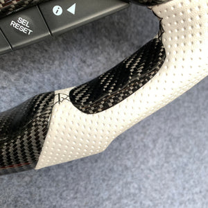 czd auto parts carbon fiber steering wheel for Acura TSX 2009-2014 with white airbag cover and leather