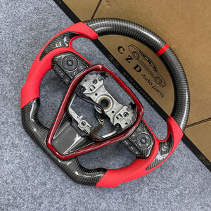 czd auto parts carbon fiber steering wheel for Toyota Avalon 2018-2022 with red perforated leather