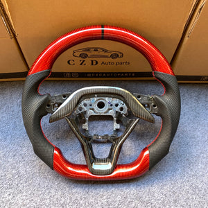 CZD Autoparts for Honda 10th gen Accord EXL EX LX 2018-2022 carbon fiber steering wheel gloss red carbon fiber top and bottom