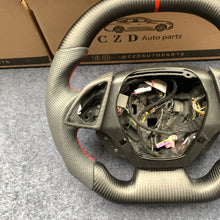 Load image into Gallery viewer, CZD auto parts carbon fiber steering wheel for Chevrolet 6th gen Camaro 2016-2020 with matte carbon fiber and red stripe