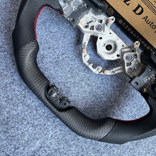 Load image into Gallery viewer, CZD autoparts for Nissan GTR R50 2017-2022 carbon fiber steering wheel with matte carbon fiber &amp; red smooth leather stripe line