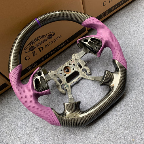 czd auto parts carbon fiber steering wheel for Acura TL 2004-2006 with purple perforated leather