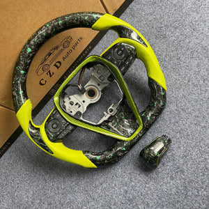 czd auto parts carbon fiber steering wheel for Toyota 8th gen Camry se xse le xle 2018-2022 with green perforated leather