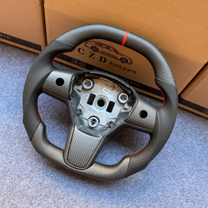 Tesla Model 3 2017/2018/2019/2020 carbon fiber steering wheel from CZD with black leather