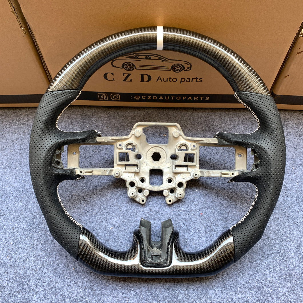 CZD autoparts for Ford Mustang 2015-2017 carbon fiber steering wheel with white stripe line