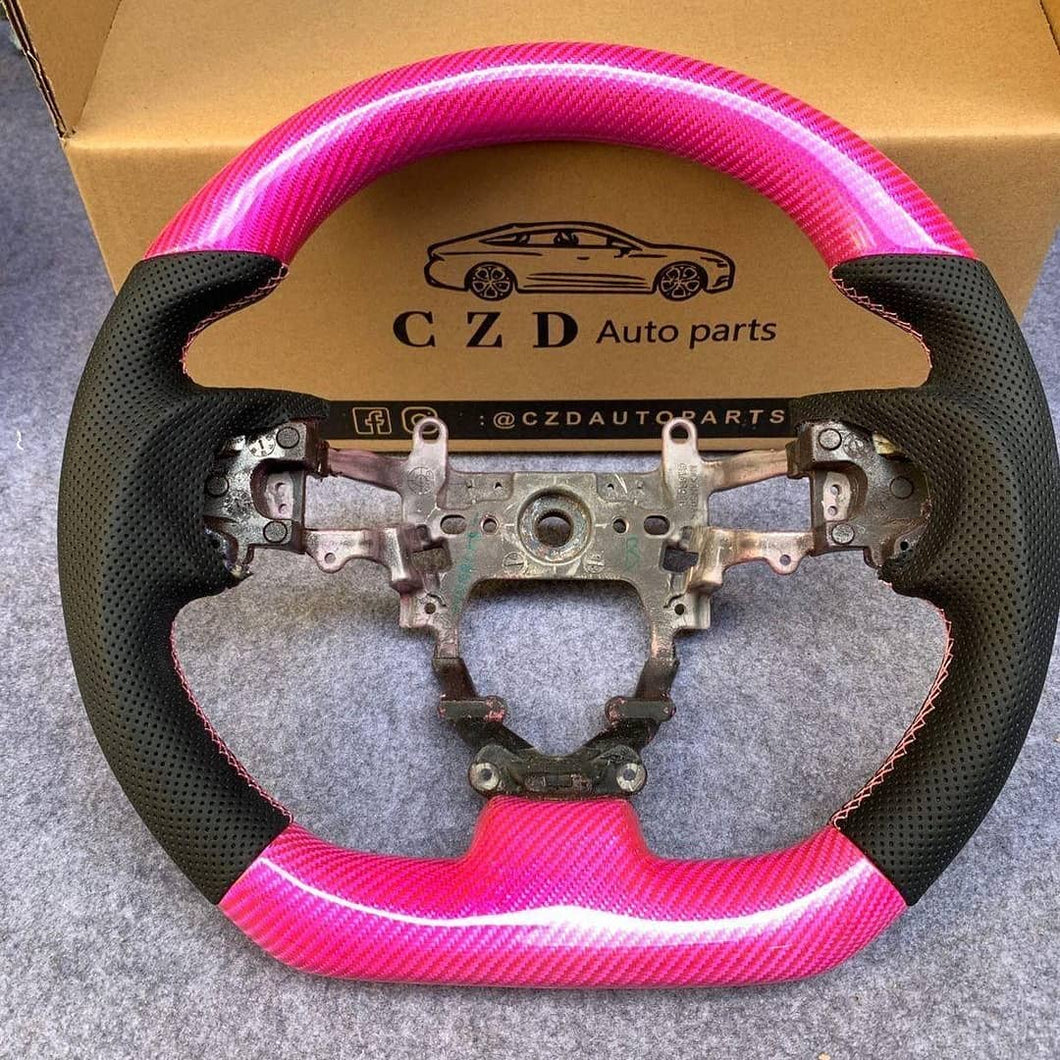 czd auto parts carbon fiber steering wheel for Honda 9th gen Civic/SI 2012-2015 with gloss pink carbon fiber
