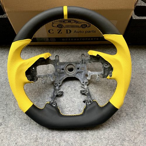 czd auto parts carbon fiber steering wheel for Honda 9th gen Accord SPORT 4 DOOR SEDAN 2013-2017 with yellow perforated leather