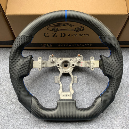 CZD autoparts for Nissan GTR R35 2009-2016 steering wheel with matte carbon fiber & blue stripe line