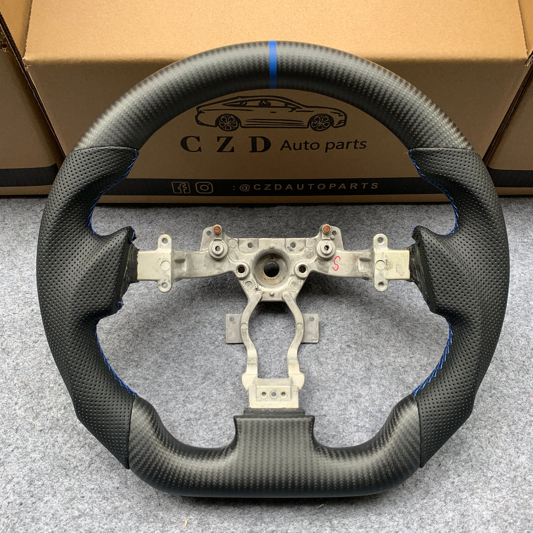 CZD autoparts for Nissan GTR R35 2009-2016 steering wheel with matte carbon fiber & blue stripe line