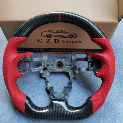 czd auto parts carbon fiber steering wheel for Honda 9th gen Civic/SI 2012-2015 with red perforated leather