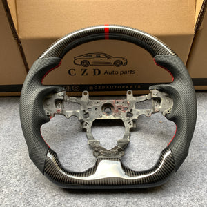 czd auto parts carbon fiber steering wheel for Honda 9th gen Civic/SI 2012-2015 with black perforated leather